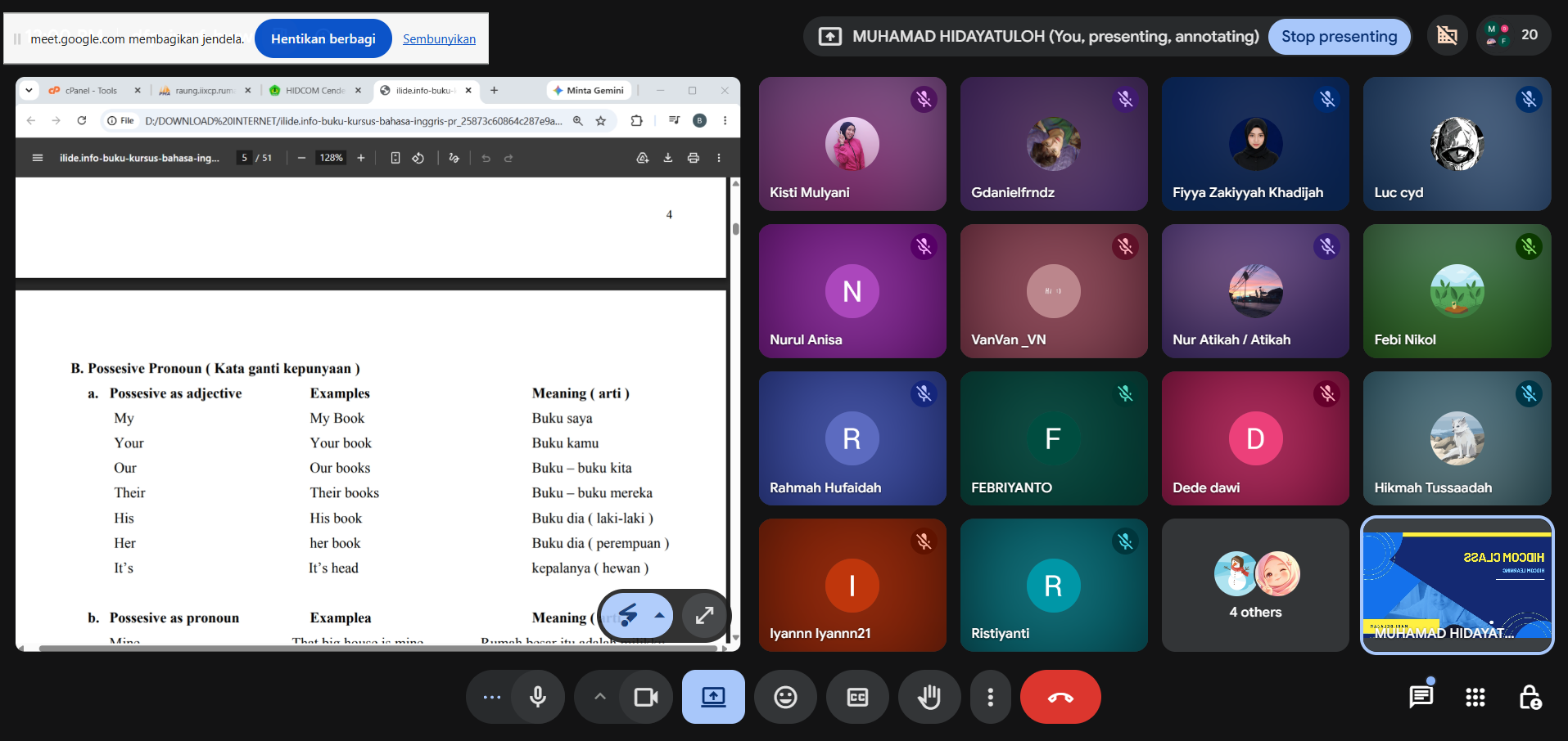 Belajar langsung melalui Sistem / ZOOM