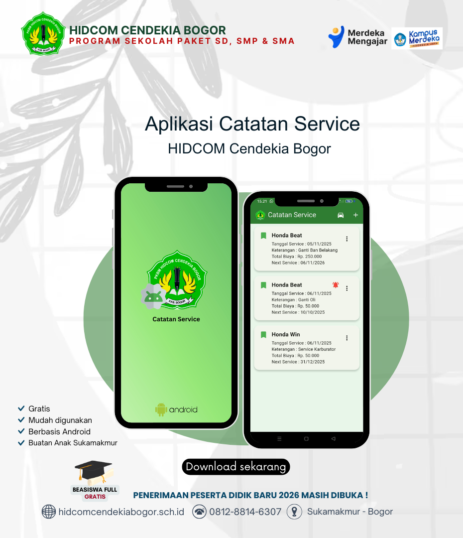 hidcom Aplikasi Catatan Service